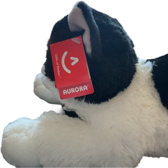 Aurora Black & White Oreo Plush Cat Stuffed Animal Toy 17" - Picture 3 of 7
